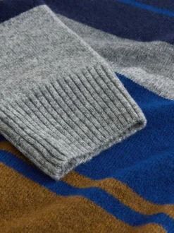 Gebreide Kleding*Next - Regular Fit Cosy Stripe Crew Jumper with Wool Grijs/blauw