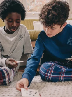Pyjama's|Nachtkleding En Pyjama's*Next Grijs/blauw - Set van 2 geweven geruite pyjama's met lange mouwen (3-16jr)