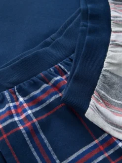 Pyjama's|Nachtkleding En Pyjama's*Next Grijs/blauw - Set van 2 geweven geruite pyjama's met lange mouwen (3-16jr)
