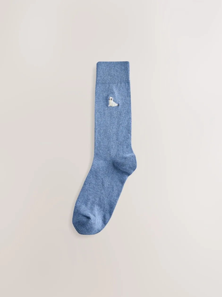 Sokken|Sokken*Next - 8 Sokken met borduursel Grijs/blauw gedraaid Arctisch Animal