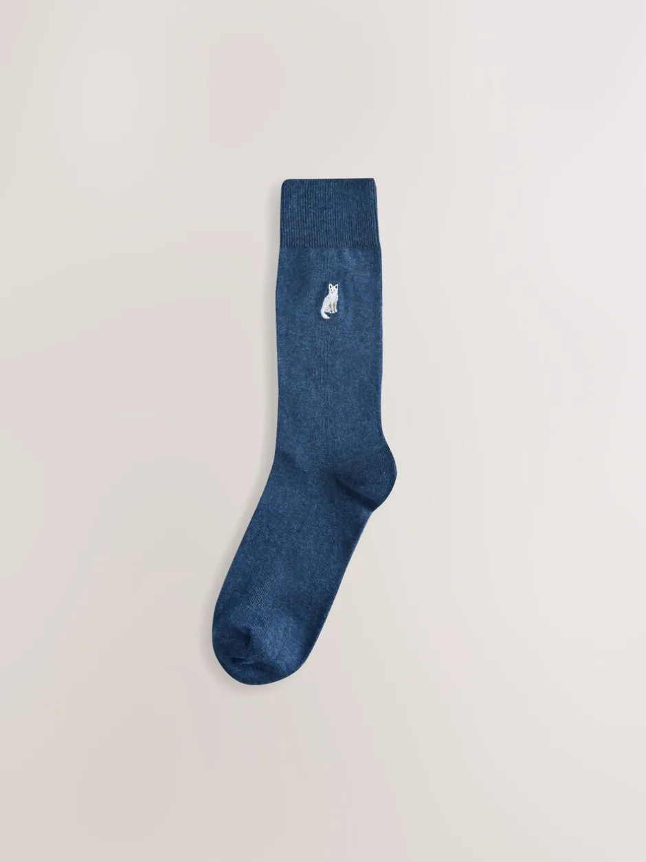 Sokken|Sokken*Next - 8 Sokken met borduursel Grijs/blauw gedraaid Arctisch Animal
