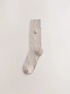 Sokken|Sokken*Next - 8 Sokken met borduursel Grijs/blauw gedraaid Arctisch Animal