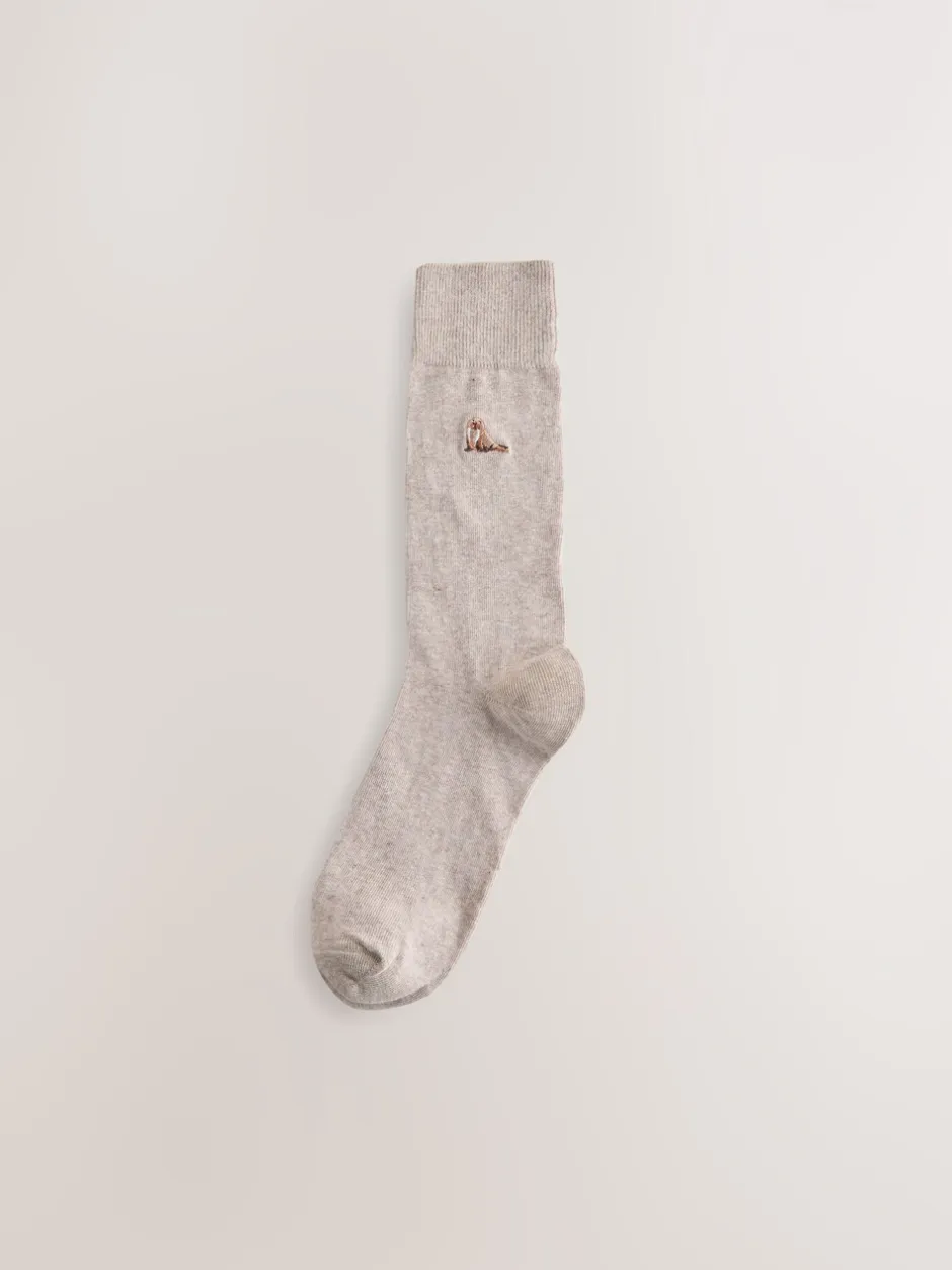Sokken|Sokken*Next - 8 Sokken met borduursel Grijs/blauw gedraaid Arctisch Animal