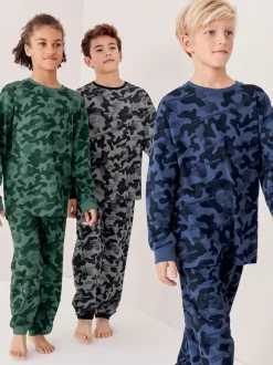 Pyjama's|Nachtkleding En Pyjama's|Next Grijs/blauw/groen camouflage - Verpakking van 3 pyjama's met lange mouwen (3-16 jr)