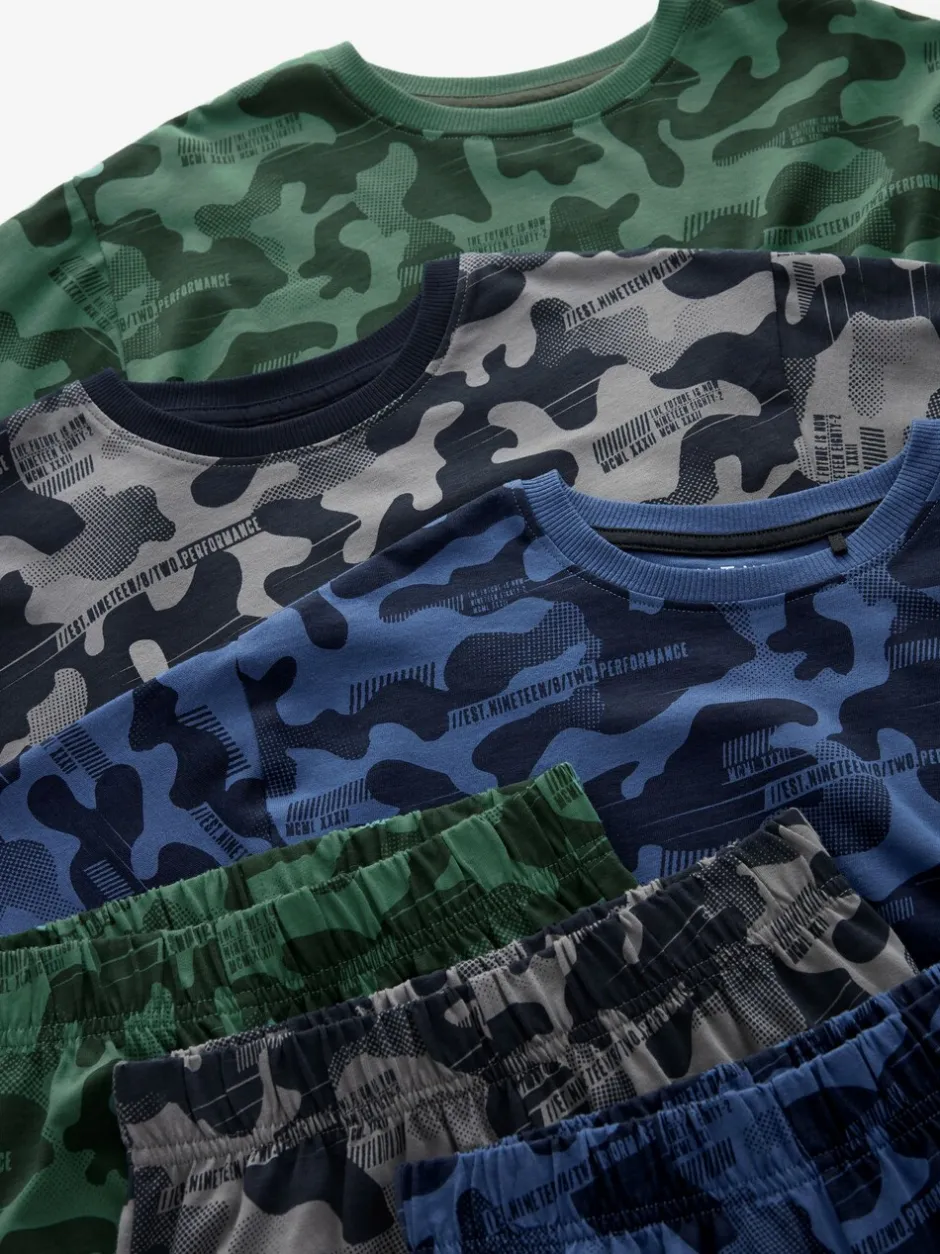 Pyjama's|Nachtkleding En Pyjama's|Next Grijs/blauw/groen camouflage - Verpakking van 3 pyjama's met lange mouwen (3-16 jr)