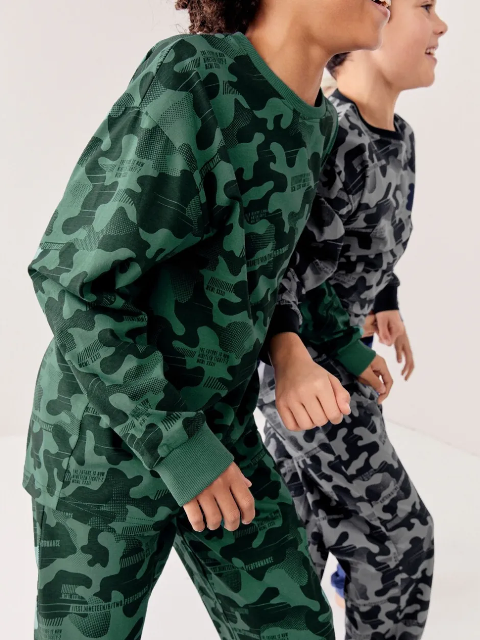 Pyjama's|Nachtkleding En Pyjama's|Next Grijs/blauw/groen camouflage - Verpakking van 3 pyjama's met lange mouwen (3-16 jr)