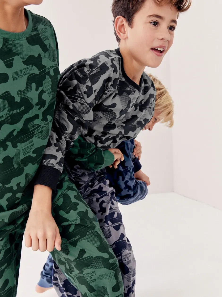 Pyjama's|Nachtkleding En Pyjama's|Next Grijs/blauw/groen camouflage - Verpakking van 3 pyjama's met lange mouwen (3-16 jr)