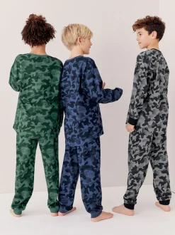 Pyjama's|Nachtkleding En Pyjama's|Next Grijs/blauw/groen camouflage - Verpakking van 3 pyjama's met lange mouwen (3-16 jr)