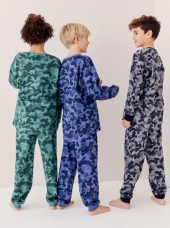 Pyjama's|Nachtkleding En Pyjama's|Next Grijs/blauw/groen camouflage - Verpakking van 3 pyjama's met lange mouwen (3-16 jr)