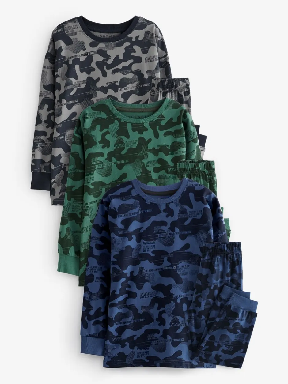 Pyjama's|Nachtkleding En Pyjama's|Next Grijs/blauw/groen camouflage - Verpakking van 3 pyjama's met lange mouwen (3-16 jr)