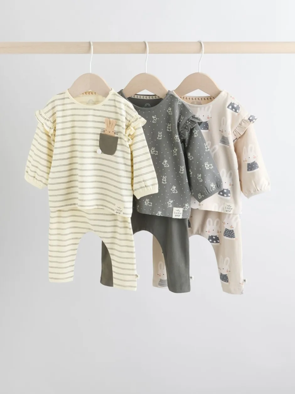 Tops|Sets En Outfits|Next Grijs/crème met figuurtjes - 6 -delige set van top met lange mouwen en leggings (0mnd -3jr)