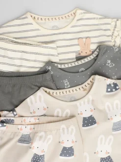 Tops|Sets En Outfits|Next Grijs/crème met figuurtjes - 6 -delige set van top met lange mouwen en leggings (0mnd -3jr)