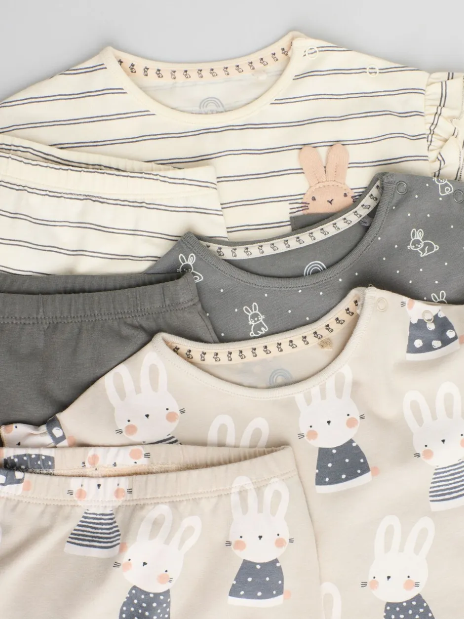Tops|Sets En Outfits|Next Grijs/crème met figuurtjes - 6 -delige set van top met lange mouwen en leggings (0mnd -3jr)