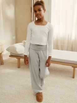 Nachtkleding En Pyjama's|Pyjama's|Next - Soft Folded Waistband Pyjamas (3-16yrs) Grijs/ecru
