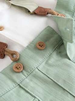 Sets En Combisets|Gelegenheidskleding|Next Grijs-groen - 3 -delige babyset van overhemd, broek en bretels (0mnd-2jr)