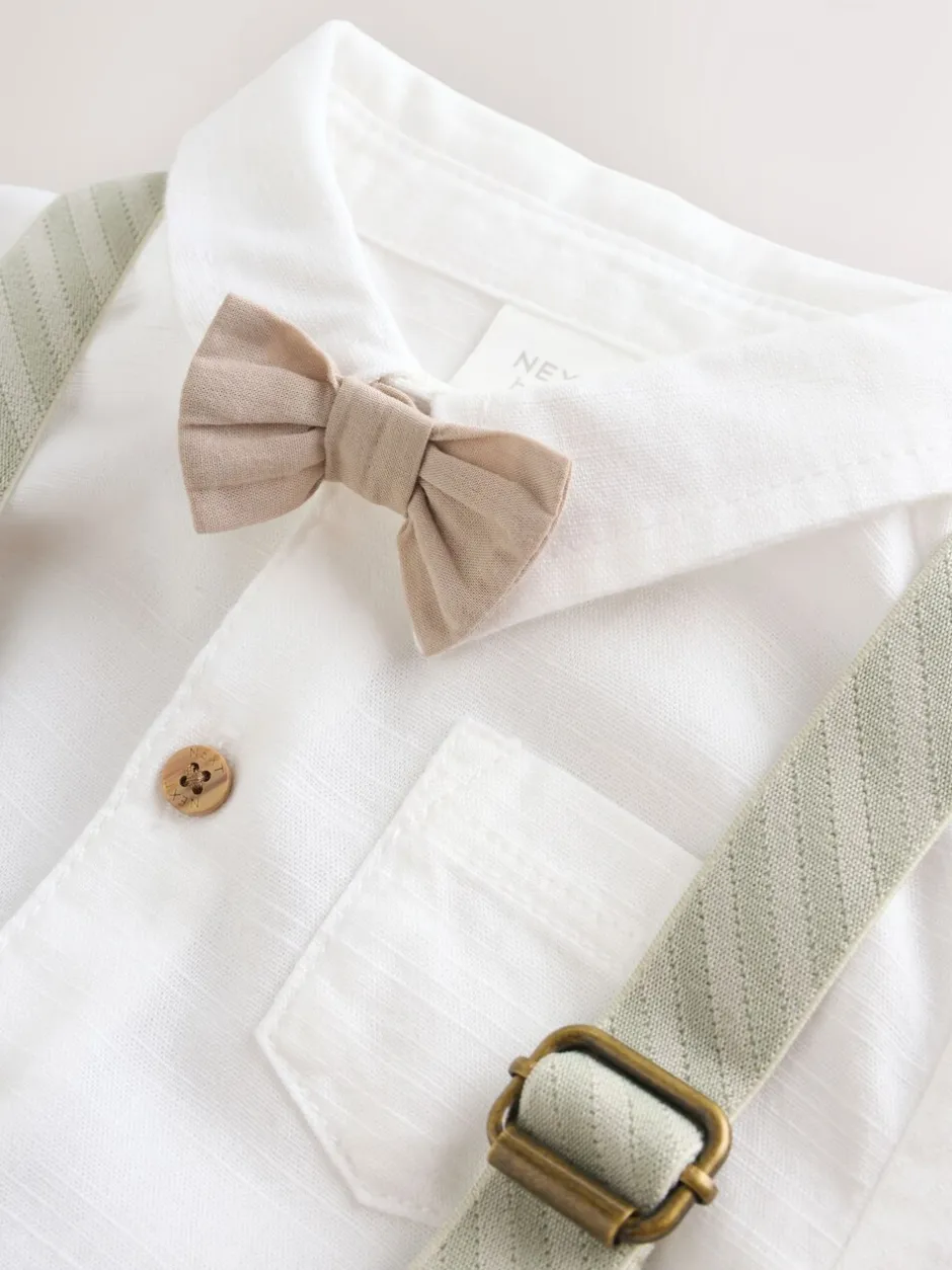 Sets En Combisets|Gelegenheidskleding|Next Grijs-groen - 3 -delige babyset van overhemd, broek en bretels (0mnd-2jr)
