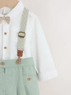 Sets En Combisets|Gelegenheidskleding|Next Grijs-groen - 3 -delige babyset van overhemd, broek en bretels (0mnd-2jr)