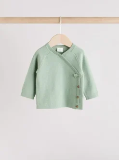 Sets En Outfits|Gebreide Kleding*Next - 2 -delige babyset met gebreide wikkelstrui en legging (0mnd-2jr) Grijs-groen