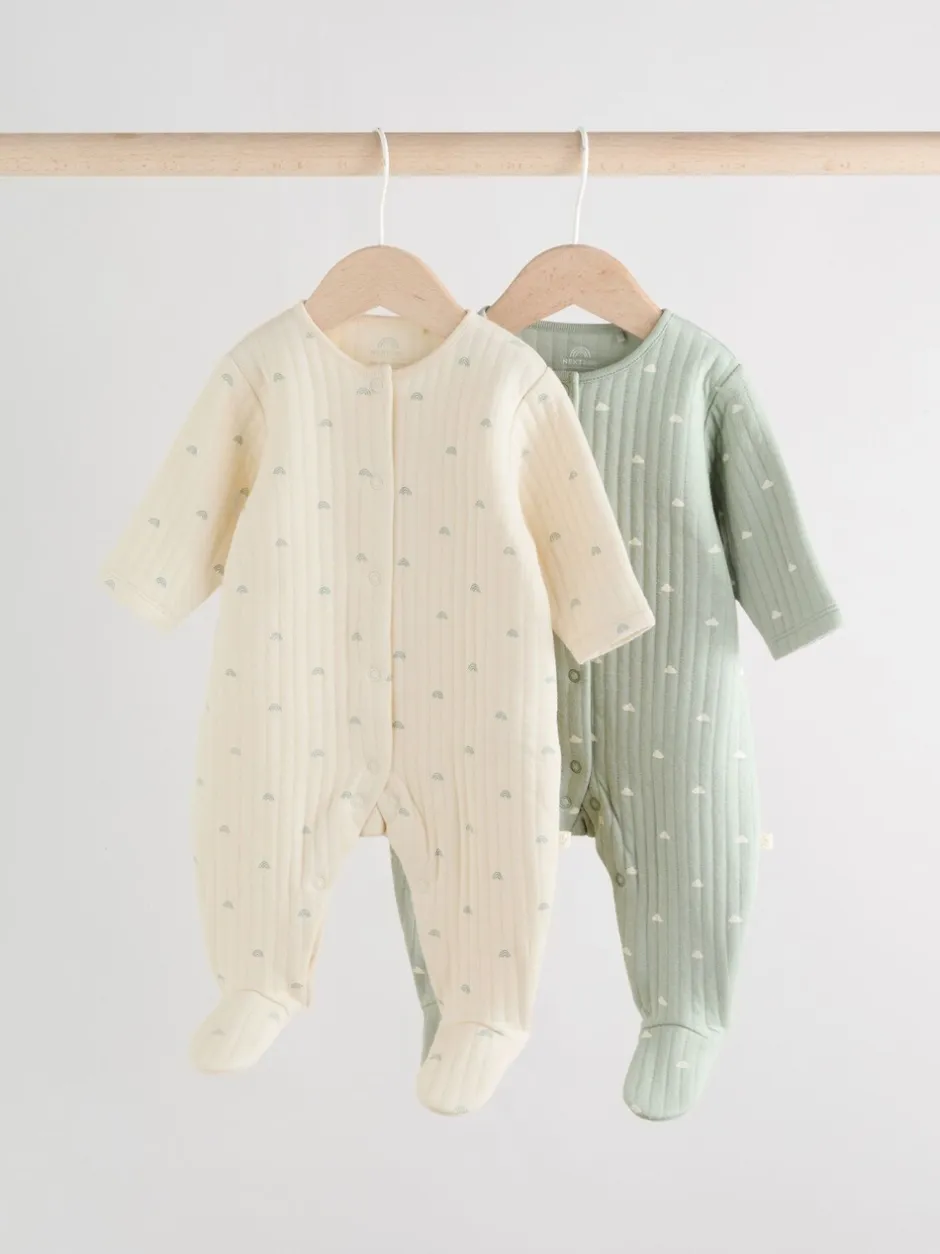 Babypakjes En Babypyjama's*Next - Baby Quilted Sleepsuits 2 Pack Grijs-groen