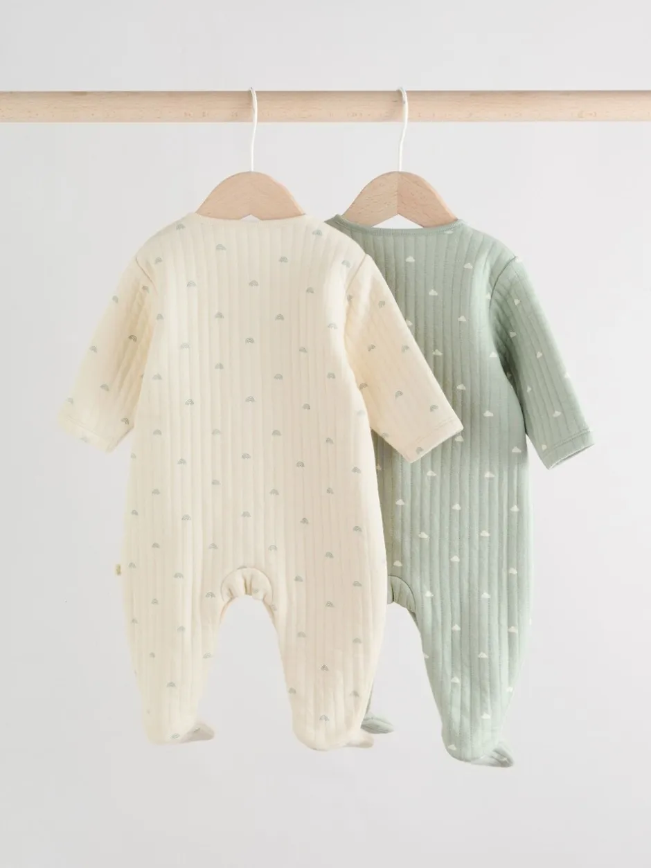 Babypakjes En Babypyjama's*Next - Baby Quilted Sleepsuits 2 Pack Grijs-groen