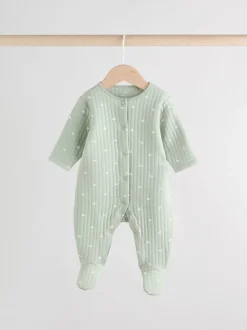 Babypakjes En Babypyjama's*Next - Baby Quilted Sleepsuits 2 Pack Grijs-groen