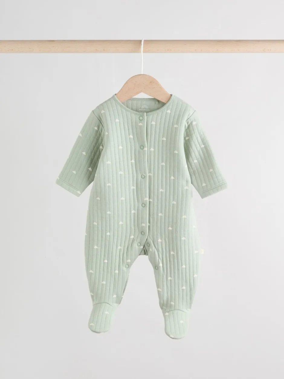 Babypakjes En Babypyjama's*Next - Baby Quilted Sleepsuits 2 Pack Grijs-groen