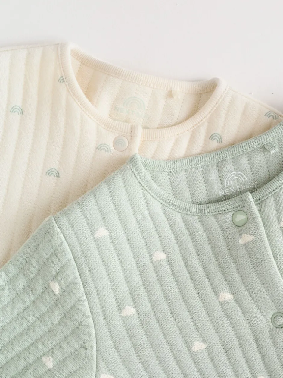 Babypakjes En Babypyjama's*Next - Baby Quilted Sleepsuits 2 Pack Grijs-groen