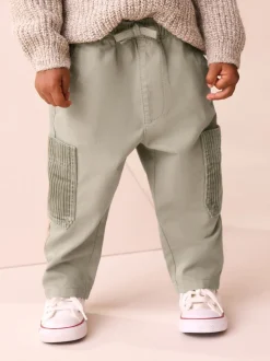 Broeken En Chino's*Next Grijs-groen - Broek met elastische taille en zijzakken (3mnd -7jr)