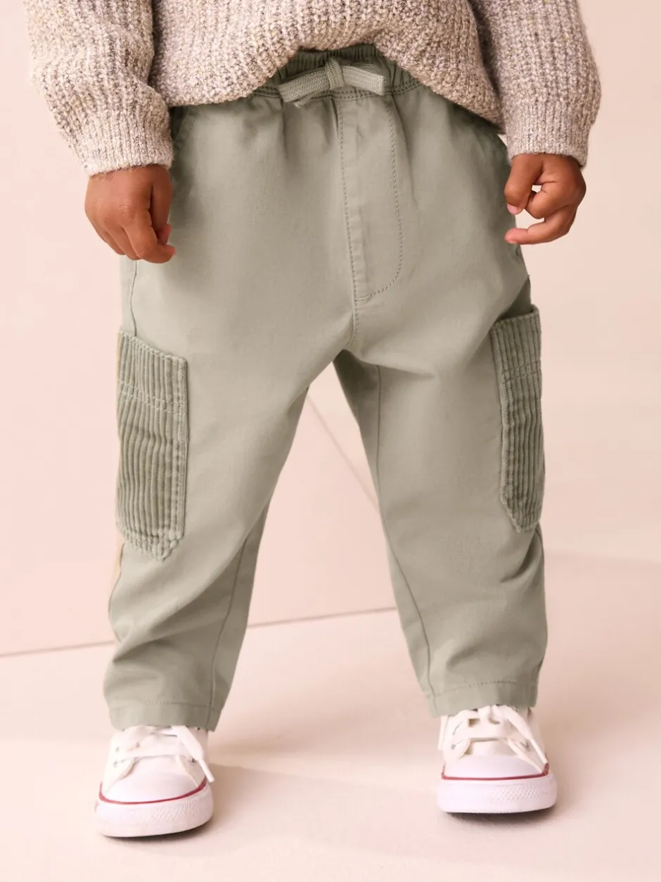 Broeken En Chino's*Next Grijs-groen - Broek met elastische taille en zijzakken (3mnd -7jr)