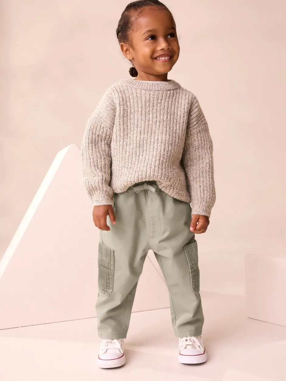 Broeken En Chino's*Next Grijs-groen - Broek met elastische taille en zijzakken (3mnd -7jr)