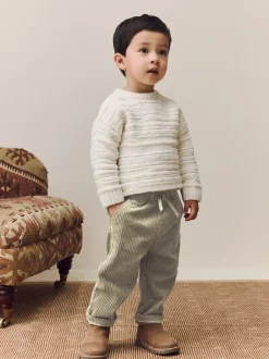 Broeken En Chino's|Next - Corduroy instapbroek (3mnd-7jr) Grijs-groen