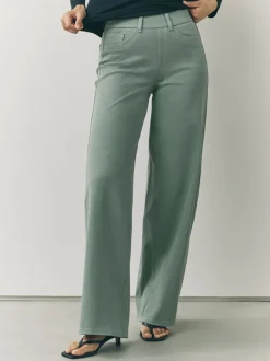 Jeans|Next Grijs-groen - Jersey denim broek met wijde pijpen