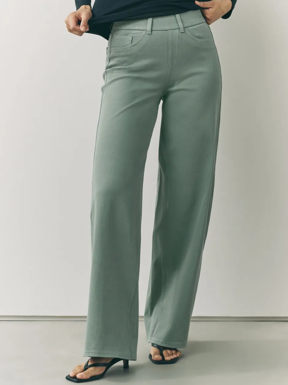 Jeans|Next Grijs-groen - Jersey denim broek met wijde pijpen