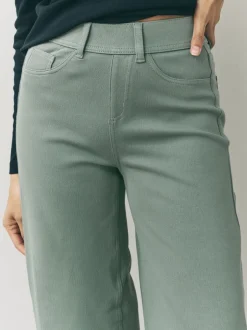 Jeans|Next Grijs-groen - Jersey denim broek met wijde pijpen