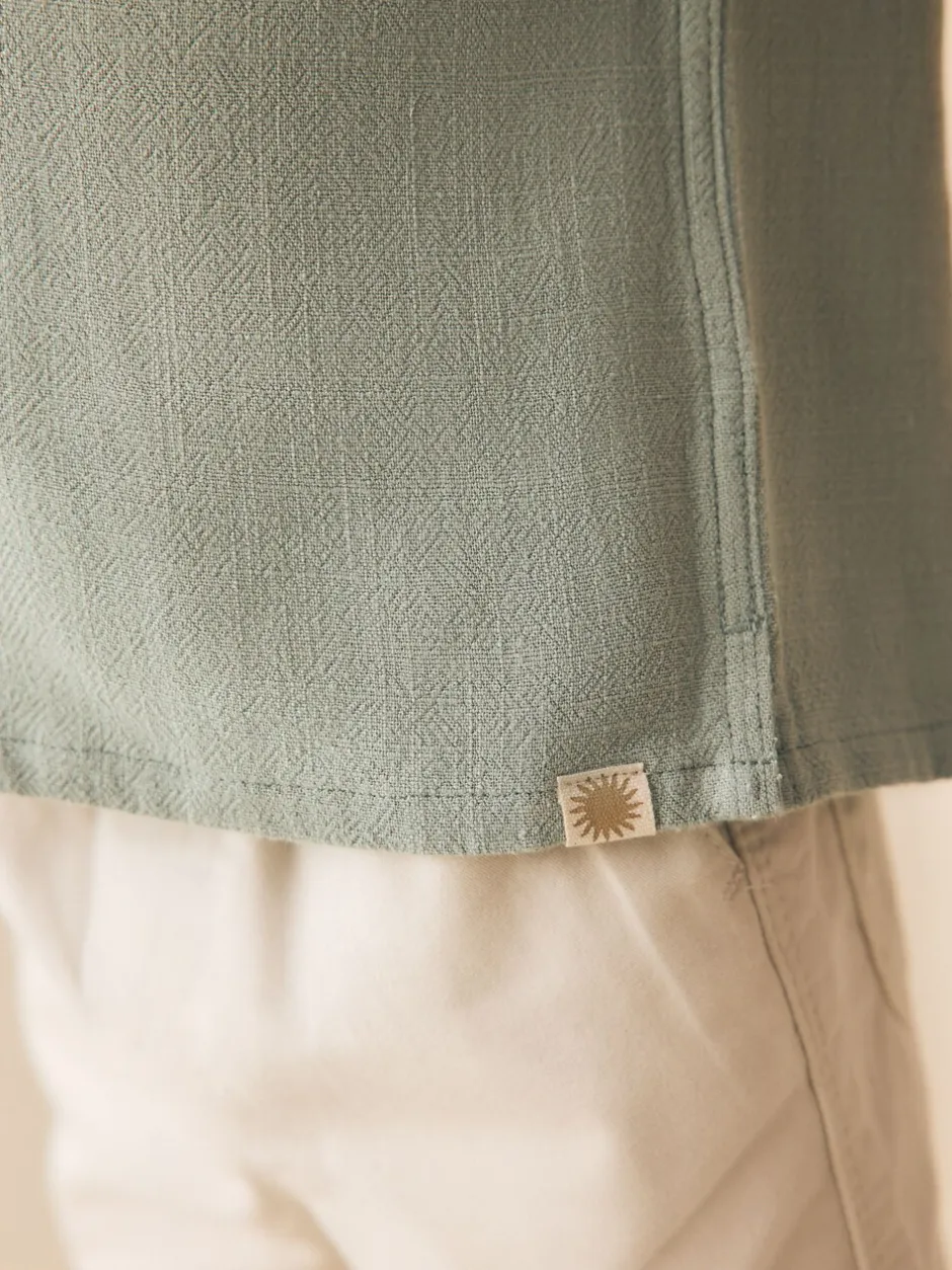 Shirts*Next - Overhemd van linnenmix met korte mouwen en reverskraag (3mnd-7jr) Grijs-groen