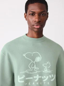 Gebreide Kleding*Next Grijs-groen - Relaxed Fit Snoopy Graphic Print Crew Neck Jumper