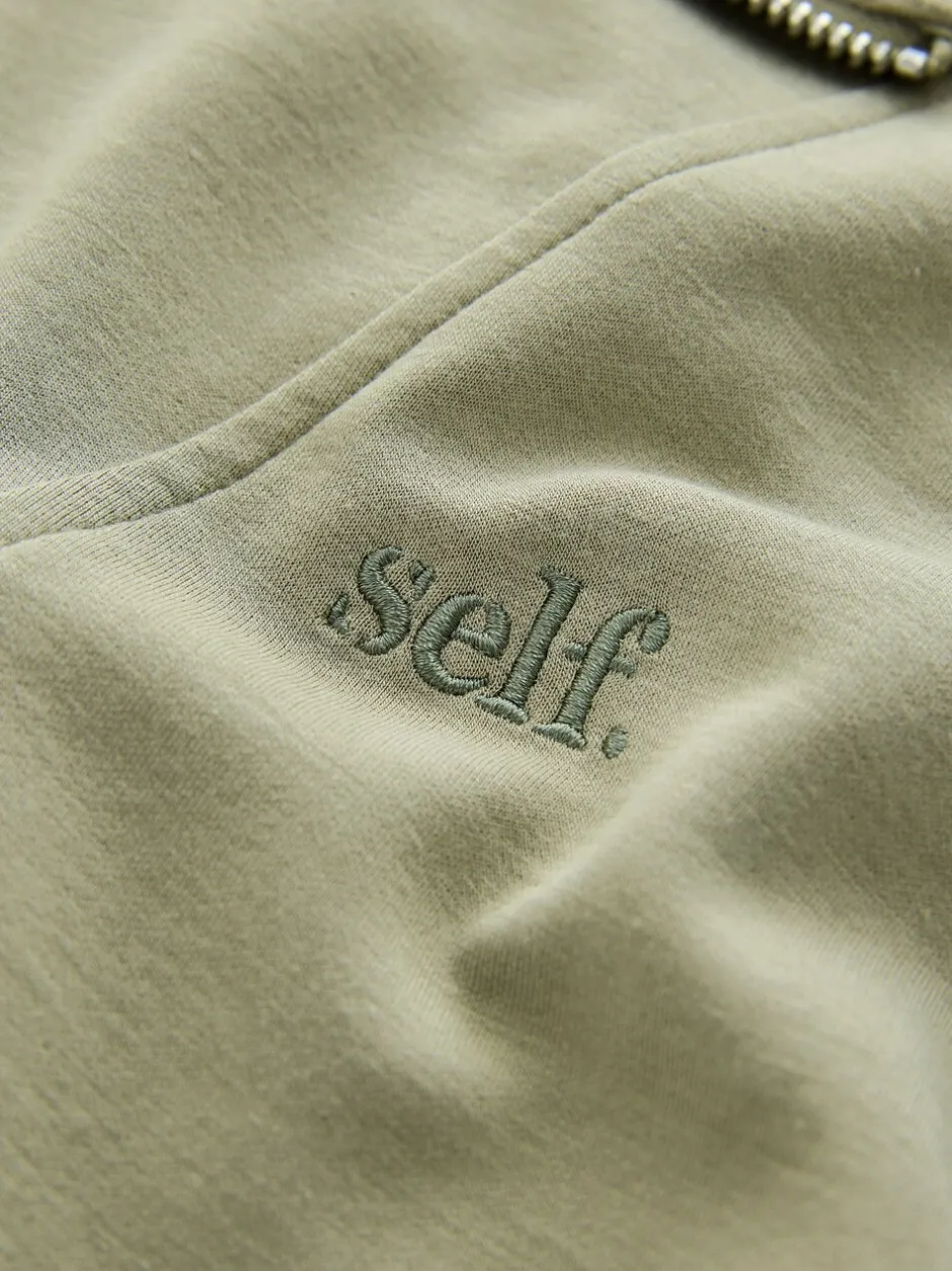 Hoody's En Sweatshirts|self. - Half Zip Modal Sweatshirt Grijs-groen