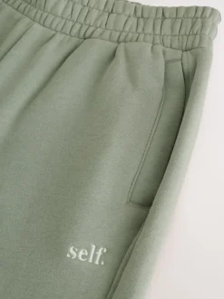 Leggings En Joggingbroeken|Loungewear|self. Grijs-groen - joggingbroek met boorden