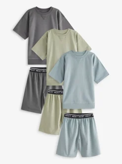 Multipacks|Pyjama's*Next - Set van 3 pyjama's met short (3-16 jr) Grijs-groen