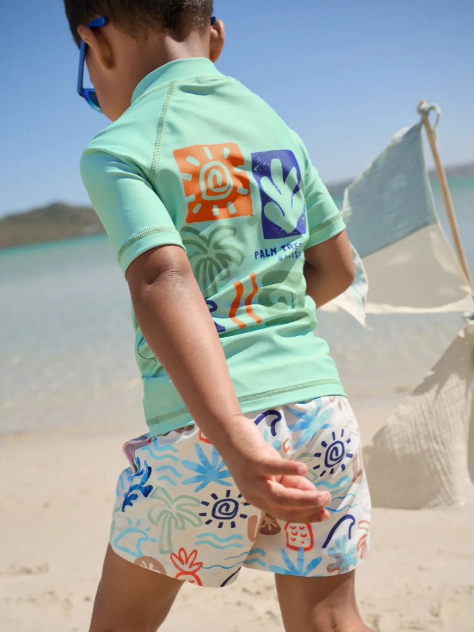 Badkleding|Badkleding|Next Grijs-groen - Set van surfhemdje en zwembroek (3mnd -7jr)
