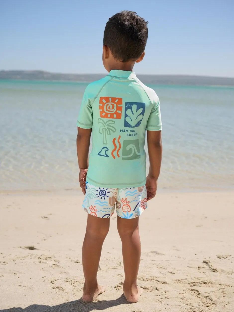 Badkleding|Badkleding|Next Grijs-groen - Set van surfhemdje en zwembroek (3mnd -7jr)