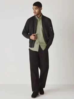 Formele Overhemden|Shirts*Next Grijs-groen - Slim Fit - Oxford-hemd met lange mouwen