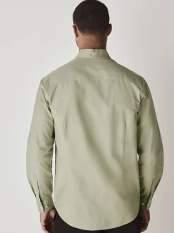Formele Overhemden|Shirts*Next Grijs-groen - Slim Fit - Oxford-hemd met lange mouwen