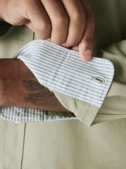 Formele Overhemden|Shirts*Next Grijs-groen - Slim Fit - Oxford-hemd met lange mouwen