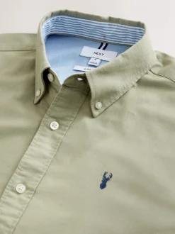 Formele Overhemden|Shirts*Next Grijs-groen - Slim Fit - Oxford-hemd met lange mouwen