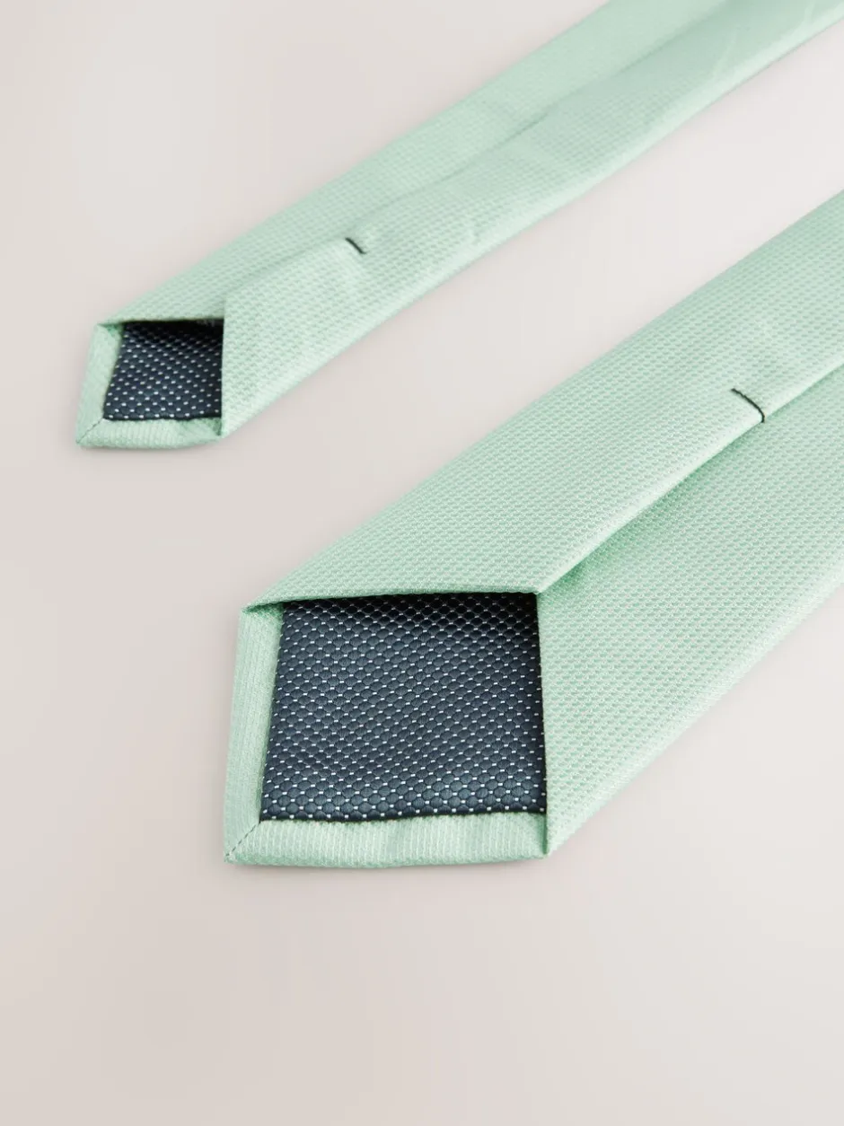 Stropdassen En Pochets*Next Grijs-groen - Smal - Stropdas met textuur