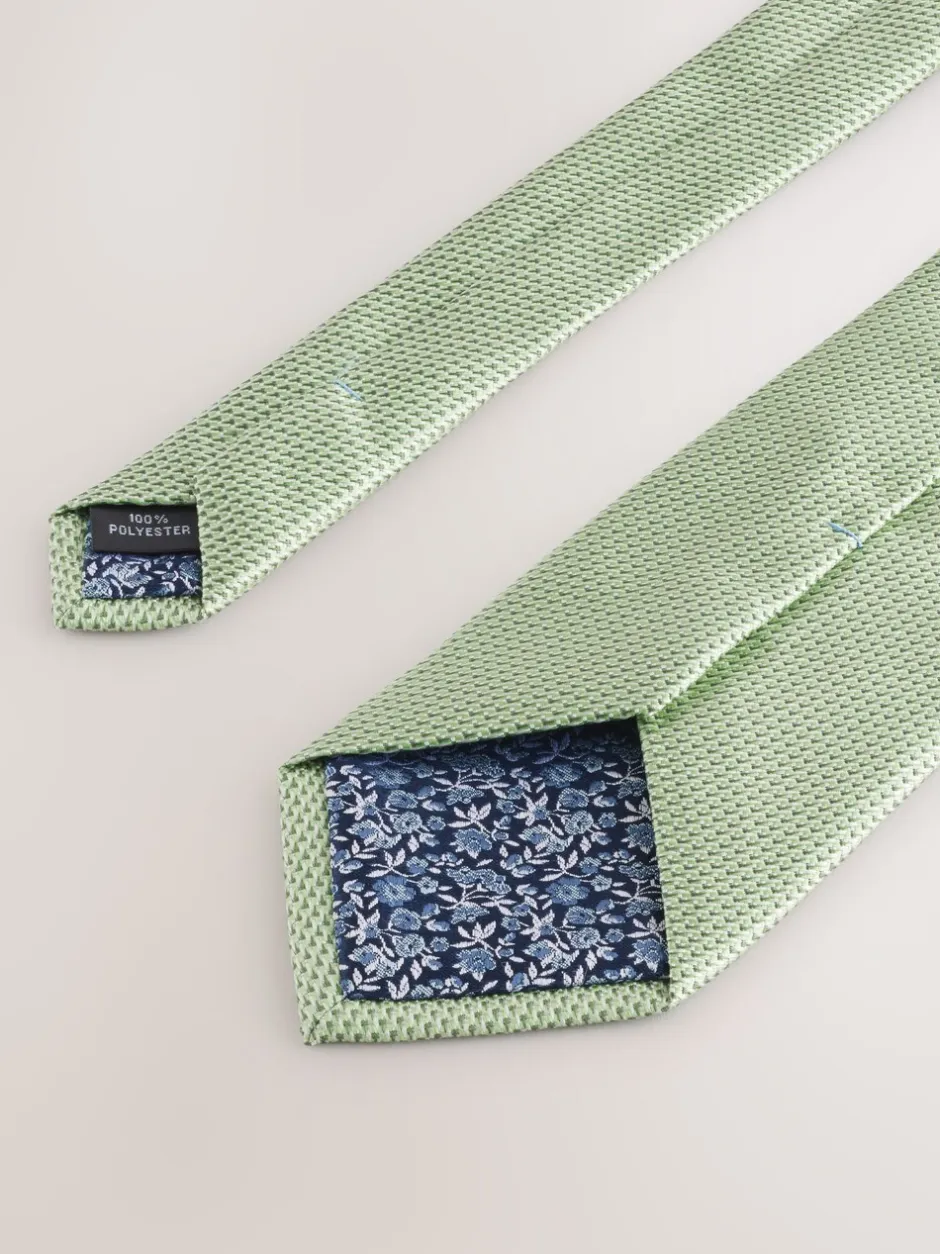 Stropdassen En Pochets|Next Grijs-groen - Stropdas met textuur en dasspeld