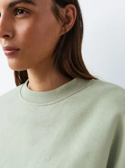 Hoody's En Sweatshirts*Next Grijs-groen - Supersoft Peached Essentials sweatshirt met ronde hals en naaddetail