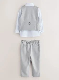 Kostuums En Herenvesten|Baker by Ted Baker - set van gilet, overhemd en broek Grijs/marineblauw