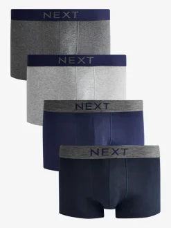 Ondergoed|Ondergoed*Next - Verpakking van 4 - Hipster boxershorts van 100% katoen Grijs/marineblauw